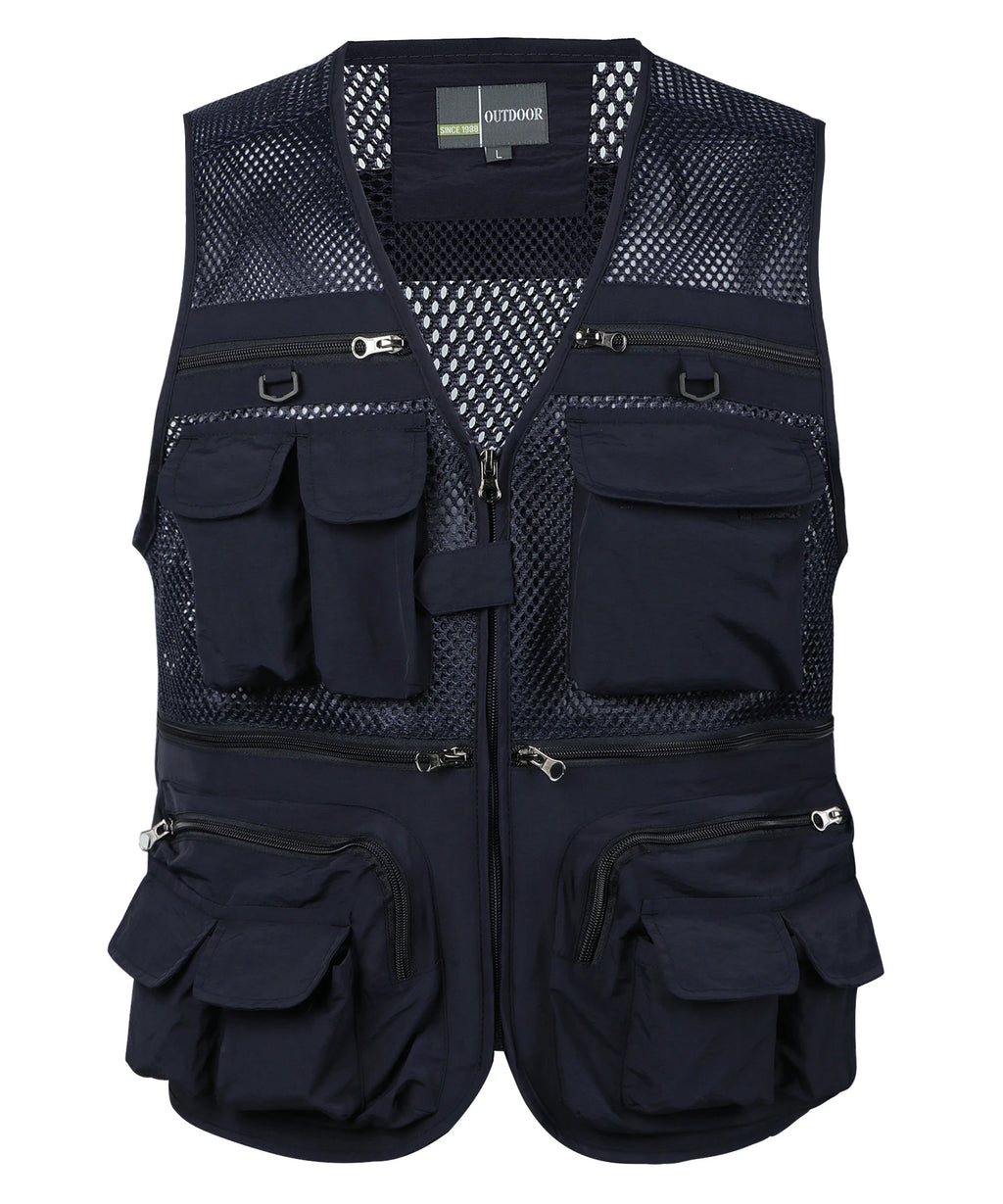 Men's Vest Tactical Webbed Gear Coat Summer Photographer Waistcoat Tool Many Pocket Mesh Work Sleeveless Jacket Male