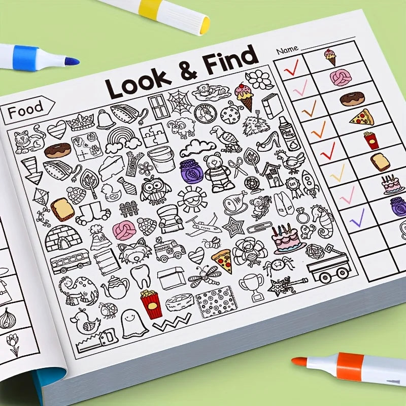 Kids Hidden Object Coloring Book Look&Find Activity Workbook Educational Puzzle Book for Visual Perception Focus and Attention