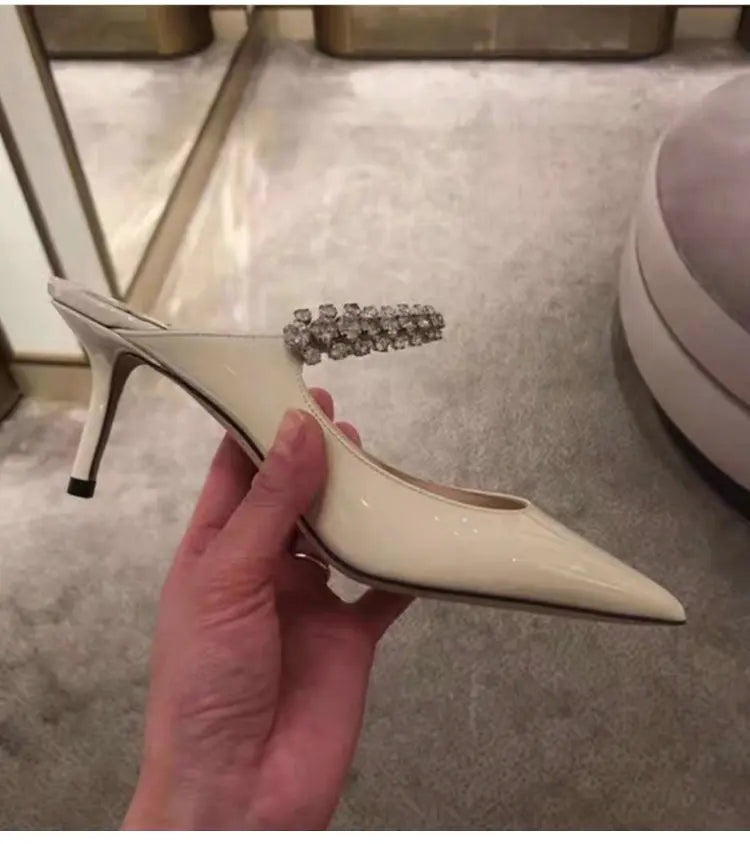 2025 Fashion Women Slippers Pointed Toe High Heels Sandals Sexy Stripper Party Slides Mule Ladies Shoes Slingbacks Slides