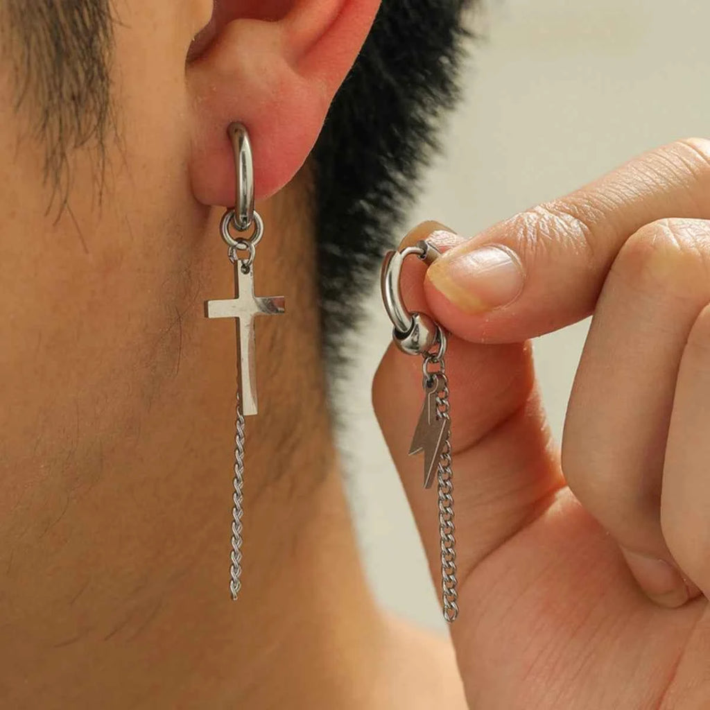 2PC Fashion Men's Personality Rascal Handsome Irregular Earrings Jewelry Accessories Suitable for Date, Party, Festival Gifts