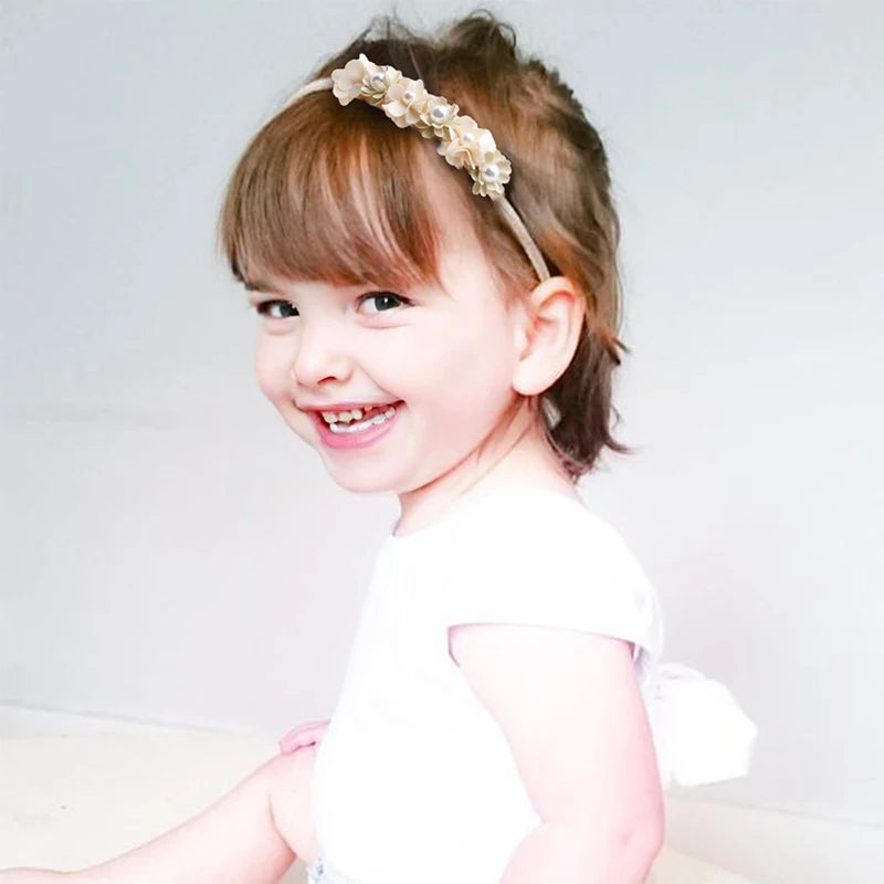 3pcs/set Baby Girl Headband Newborn Elastic Flower Toddler Hair Band Kids Headwear Nylon Soft Hairbands Child Hair Accessories