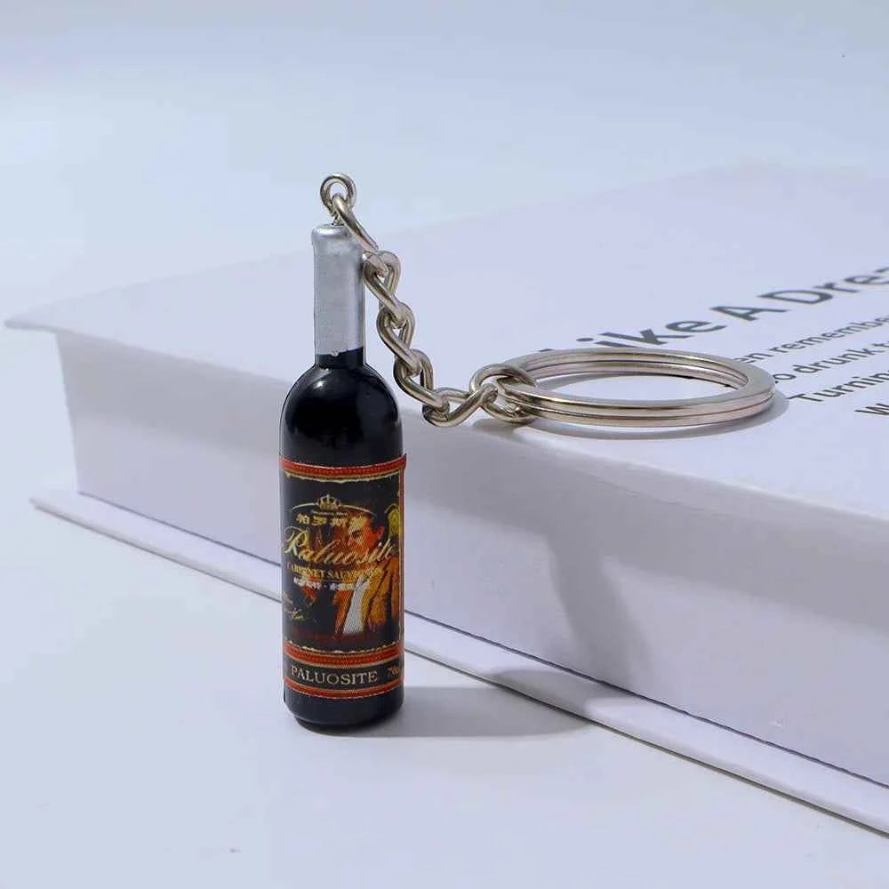 9 Style Wine Bottle Keychain Miniature Alcohol Keyring Cute Novelty Bag Charm Wine Lovers Gift Adult Party Favors Small Pendant