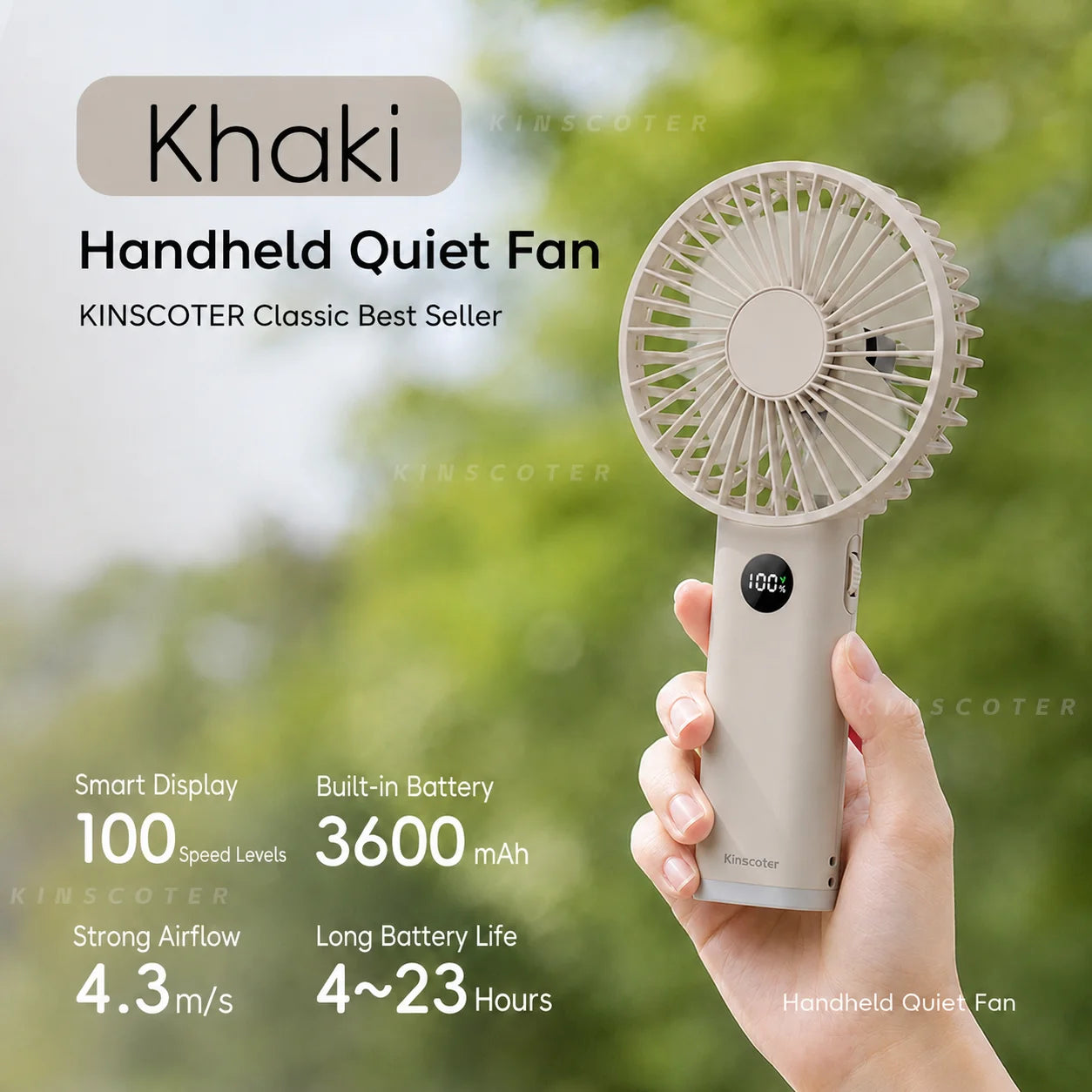 New Handheld Personal Fan Portable Mini USB Hand Fan 3600mAh Rechargeable Mini Fan with Stepless Speed Control Display Nightligh