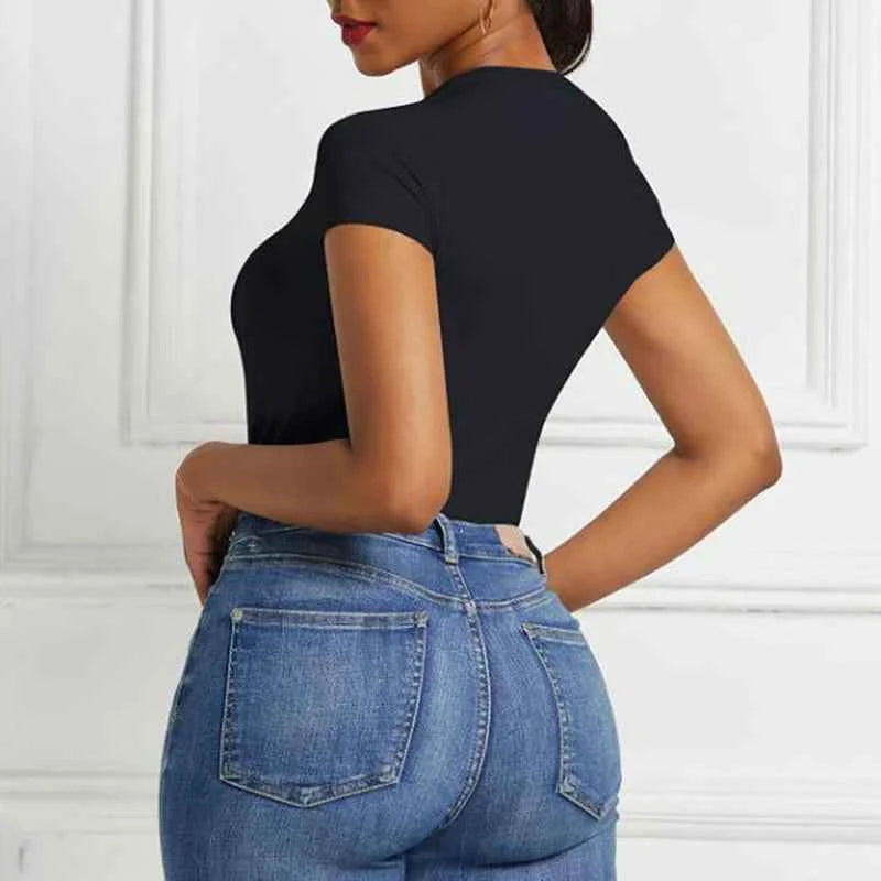 Women's Tops Summer Bodysuit Daily Irregular Breathable Fashion Lady Jumpsuit Top Sexy T-shirts Solid Color Bottom Layer Shirt