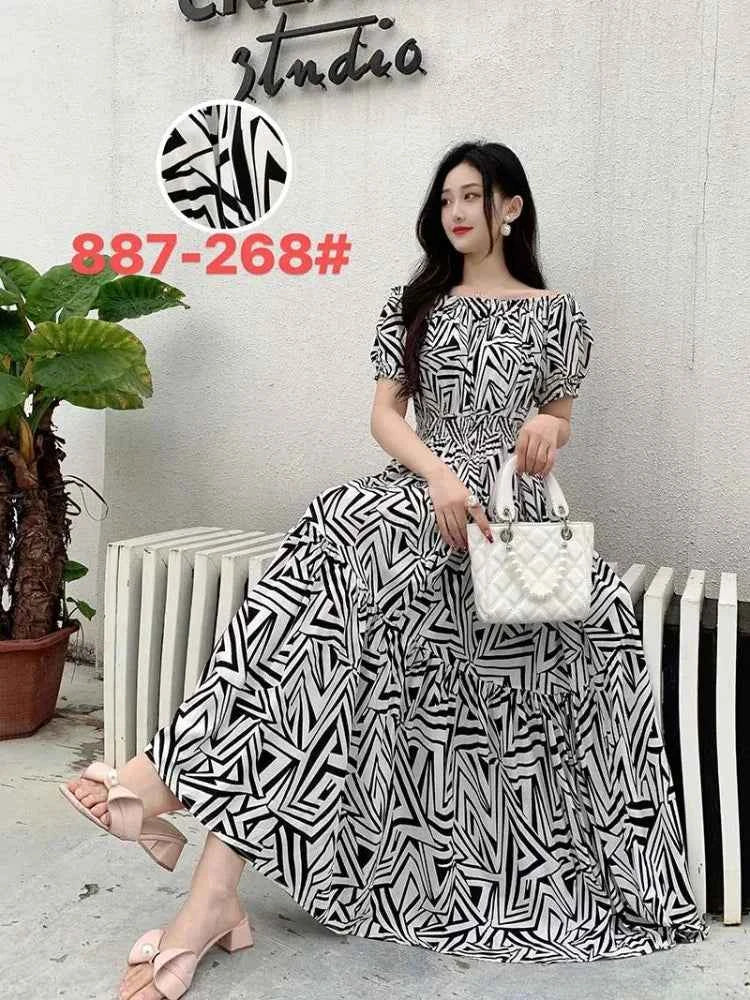Long Maxi Dress Women Clothing Spring Summer Bohemian Holiday Beach Korean Style Floral Vintage Slim Vestidos Robe Dresses Boho