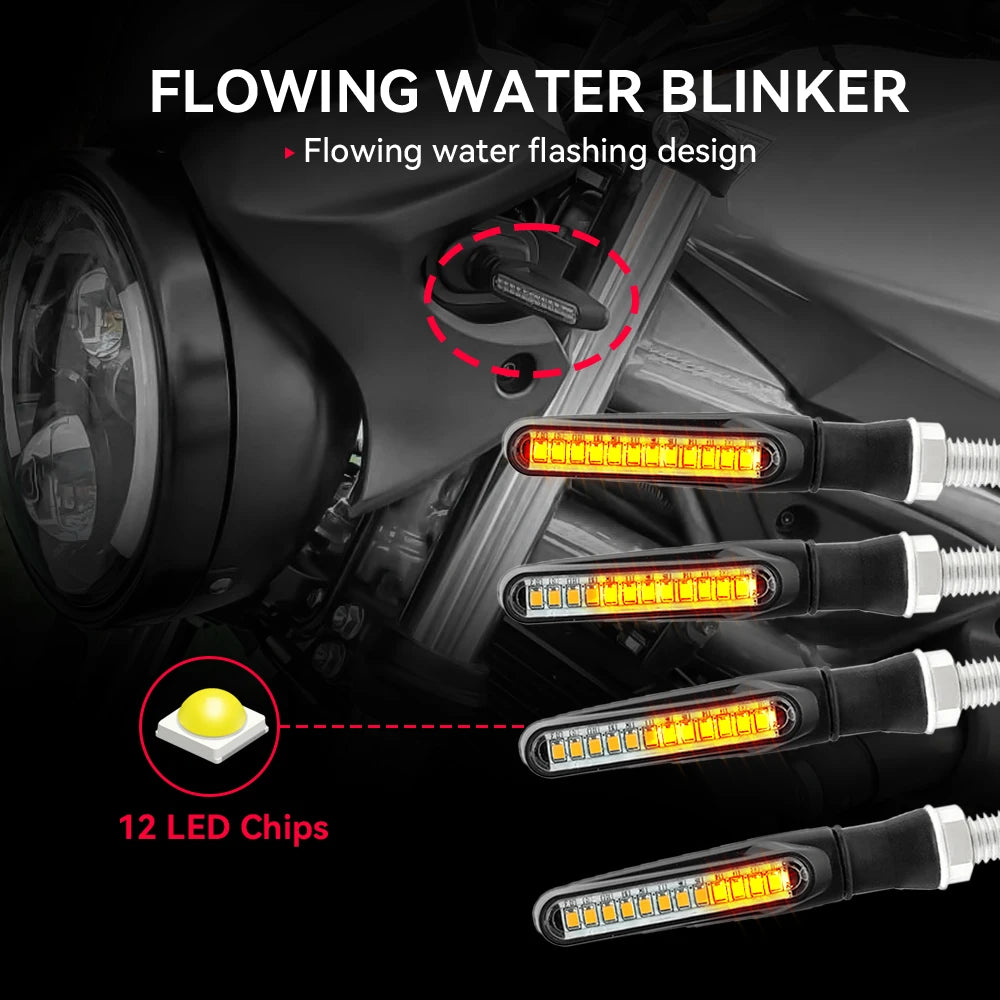 Motorcycle Led Turn Signals Directional Indicators Flashing Rear Tail Brake Flasher Light Stop Signal Light Motorcycle DRL Lamp