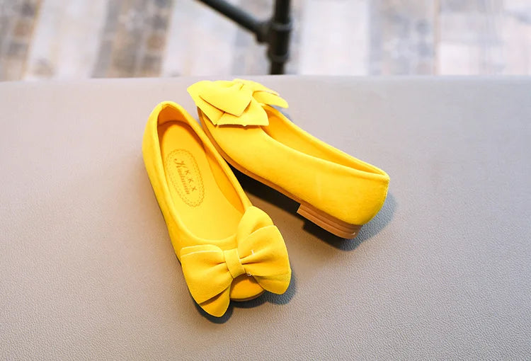 Baby Girls Shoes Princess Bow-knot Flock Fabric Spring Autumn Kids Flats Children Casual Loafers Candy Color Toddlers Shoes Soft