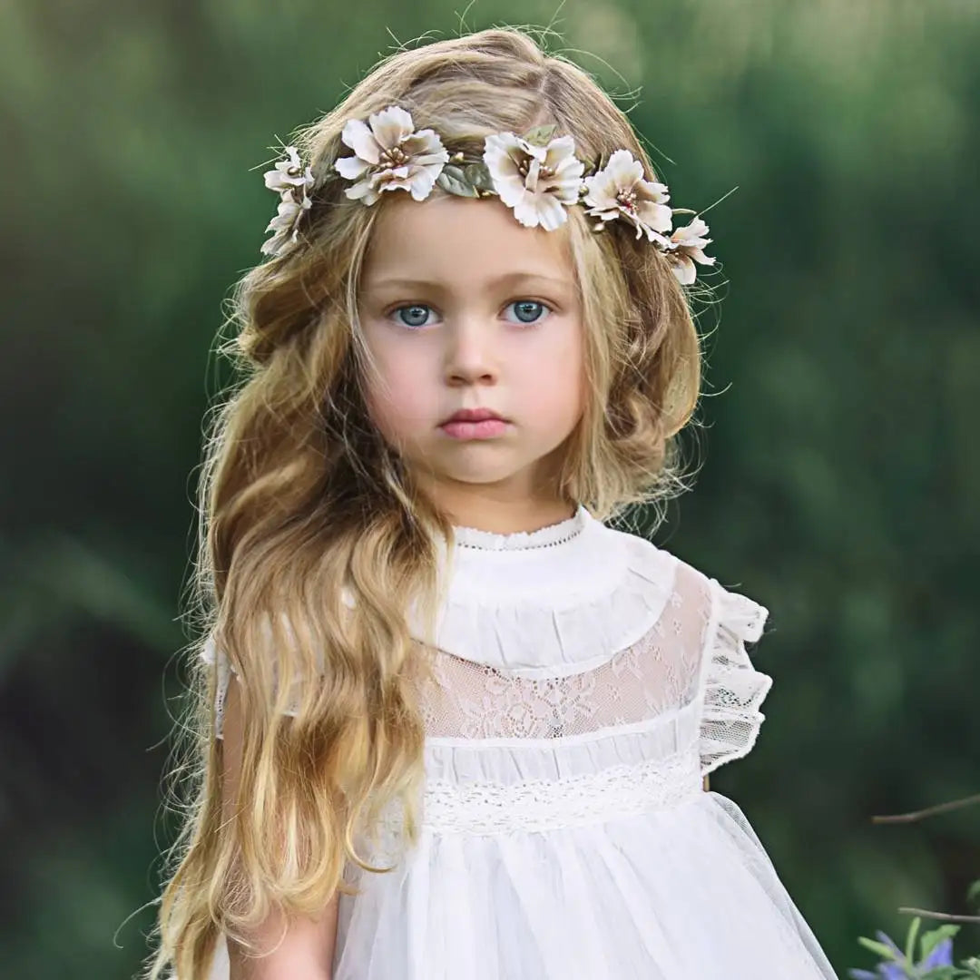 Bohemia Summer Dress For Girls Tulle Lace Sleeveless Princess Flower Girls Wedding Birthday Ball Gown Party Dresses Clothes