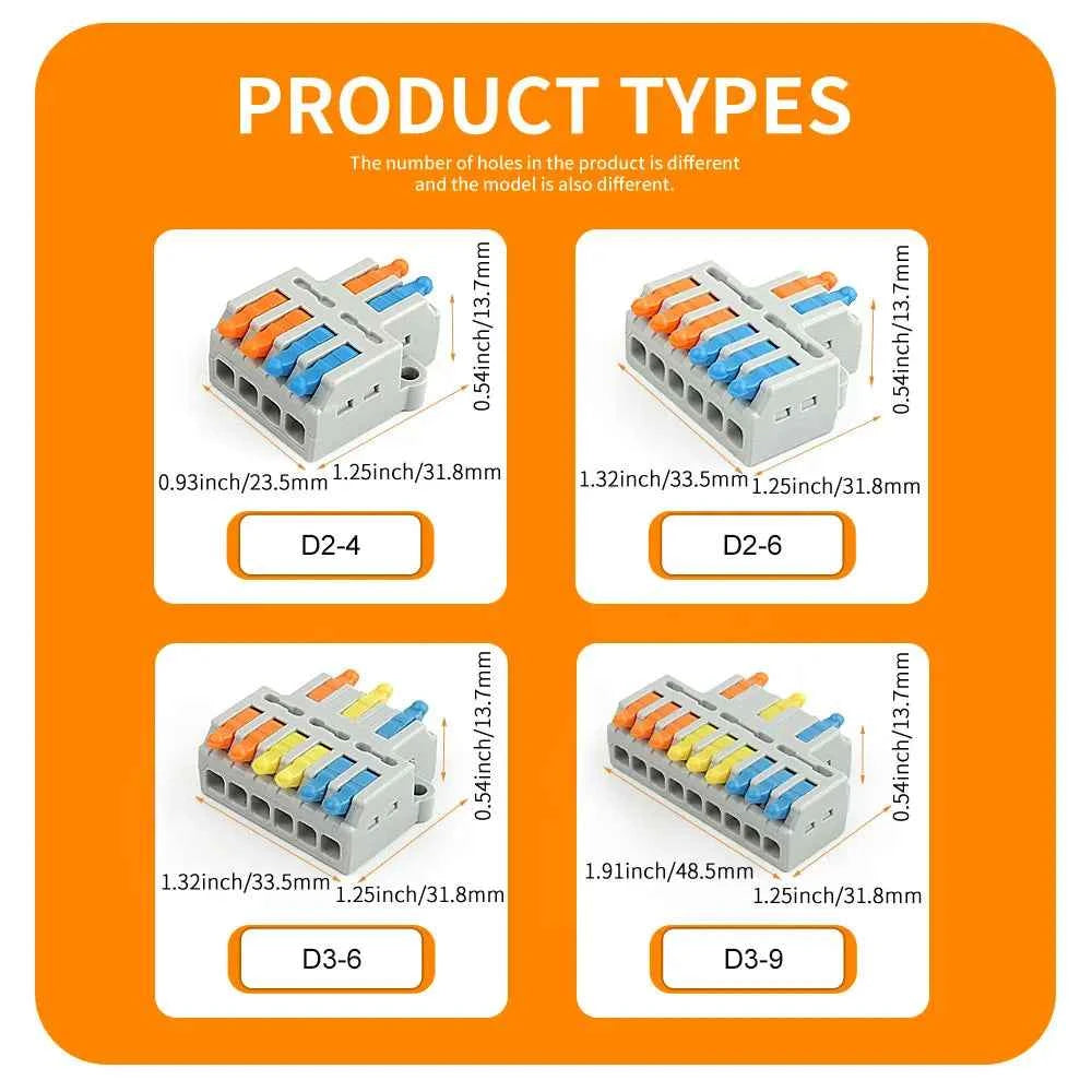 10/50 PCS Universal Compact Mini Fast Wire Connectors Lever Nut Crimp Splitter Electrical Conductors Push-in Home Terminal Block
