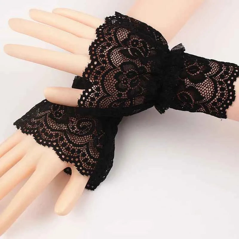 1Pair Detachable Fake Sleeves Spring Autumn Lace Ruffles Elbow Sleeve Cuff Sweater Decorative Sweet Female Transparent Cuffs