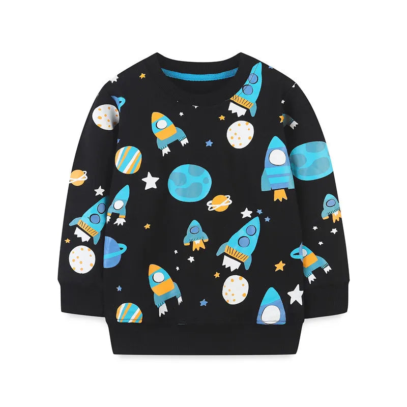 Jumping Meters Autumn Spring Children's Sweatshirts With Animals Print Hot Selling Sport Kids Fashion Shirts Tops