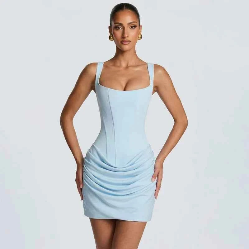 Women Sexy Solid Pleated Strapless Dress Lady Chic Off-shoulder Backless High Waist Split Dresses  Evening Party Gown 2026 New