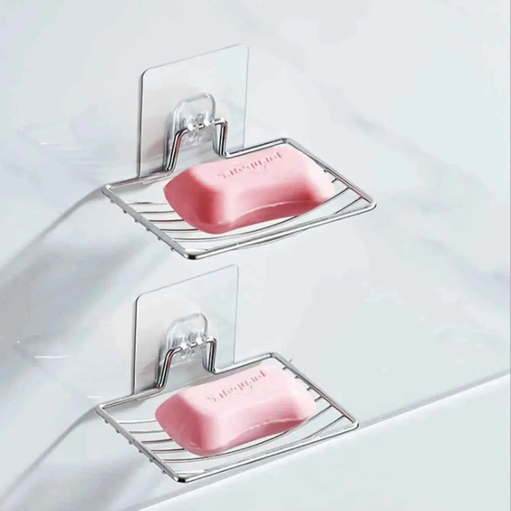 1pc Stainless Steel Soap Rack Soap Box Light Luxury Shelf Punch-free Nail-free Bathroom Single Layer Drain Wall Hanging
