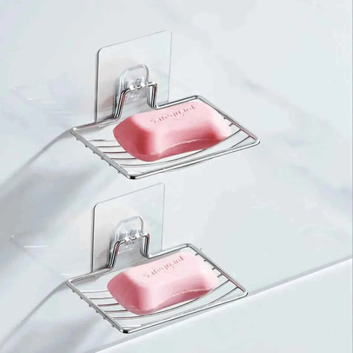 1pc Stainless Steel Soap Rack Soap Box Light Luxury Shelf Punch-free Nail-free Bathroom Single Layer Drain Wall Hanging