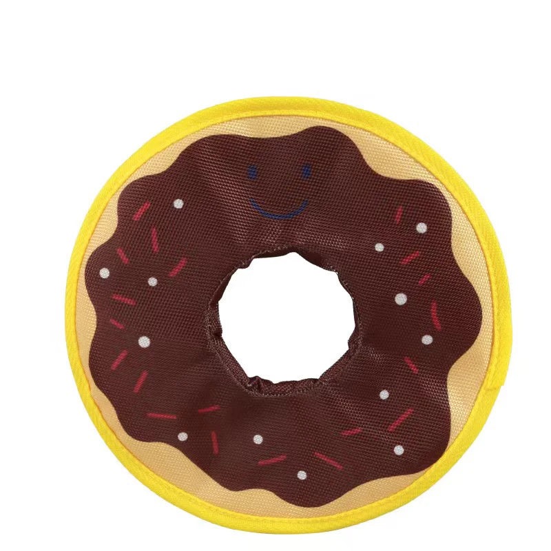 chocolate Color Dog Donut Squeaky Flying Disc Toy – Bite Resistant Fun