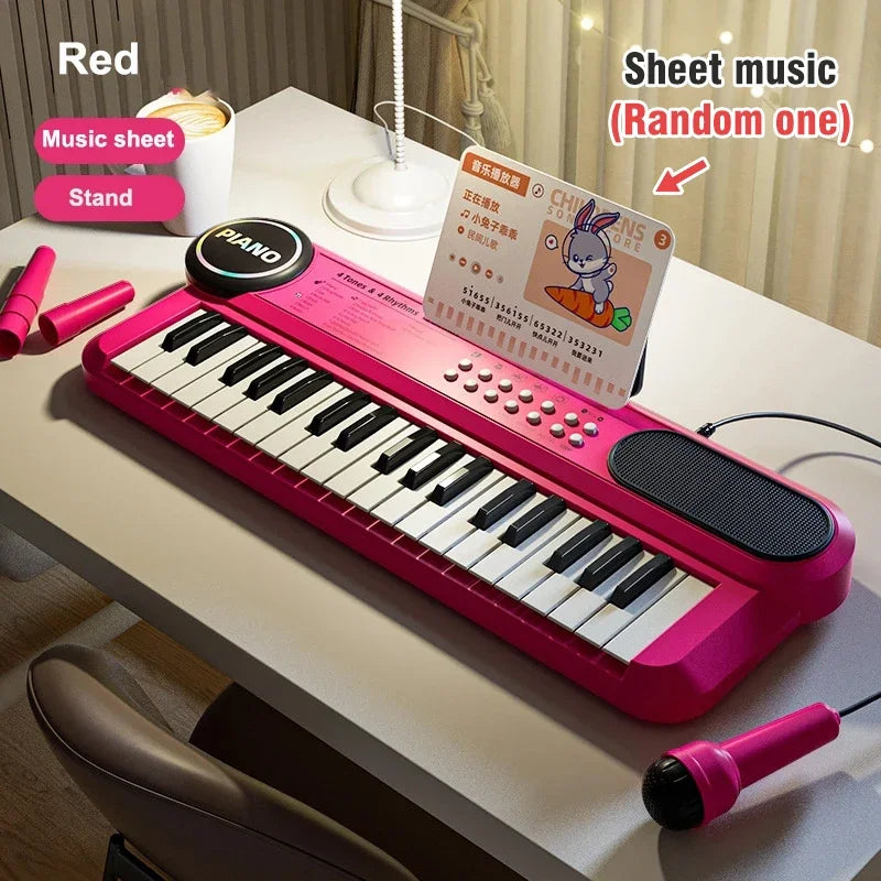 Kids Piano Keyboard 37-Key Multi-Functional Electronic Piano with Microphone Musical Instrument Educational Toy Children Gifts