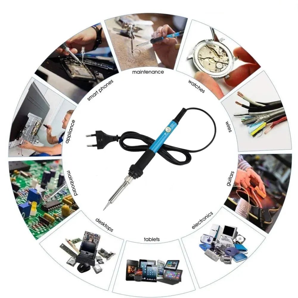 7-piece Set Of Adjustable Temperature Electric Soldering Iron 220V 60W Electric Soldering Iron Set Welding Solder Repair Tool