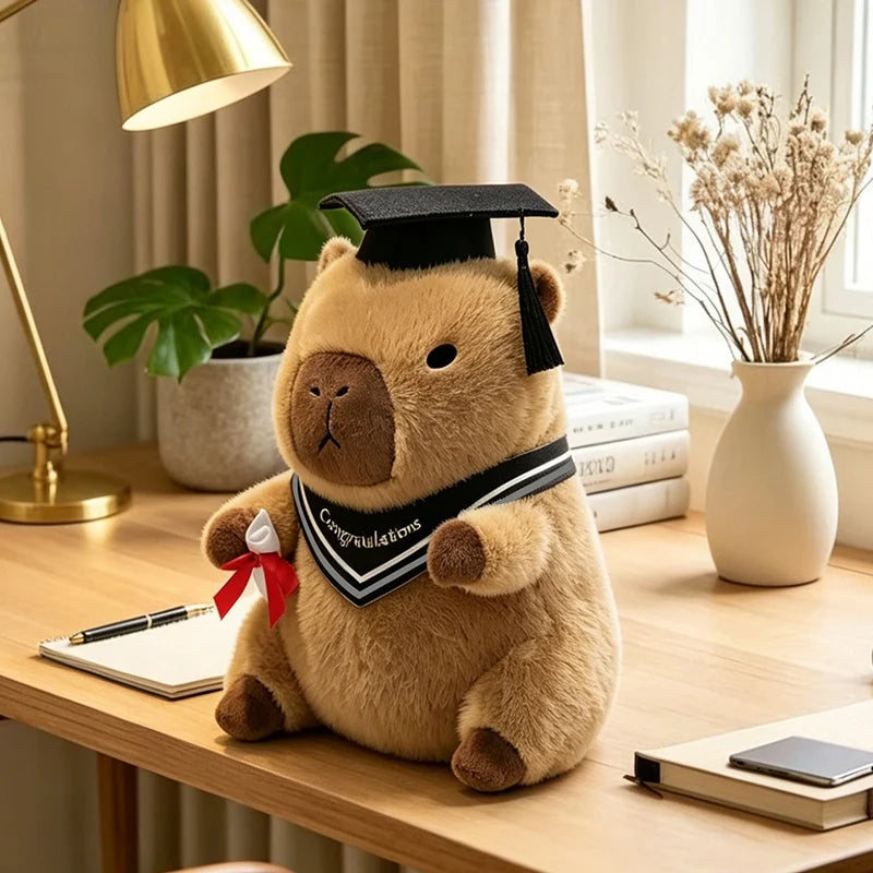 23cm Cute Graduation Capybara Plush Doll Doctor Cap Bear Animal Plush Stuffed Home Party Decor Gift For Kids Graduation Gifts