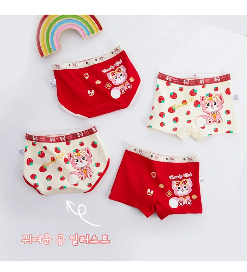 4PCS Soft Underwear Cartoon Children's Cotton Girl Panties Briefs Cute Shorts Panties for Girls Underwears Clothing Mother Kids
