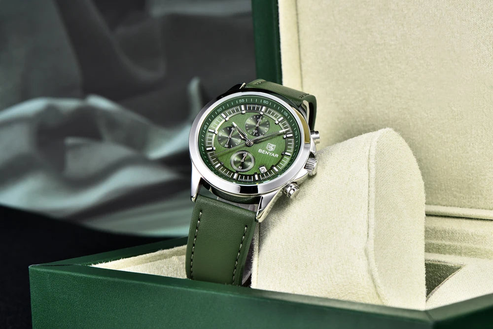 BENYAR Men's Watches Luxury Quartz Wristwatches Chronograph Watch Men Gifts Waterproof Stainless Steel Clock Reloj Hombre 2025