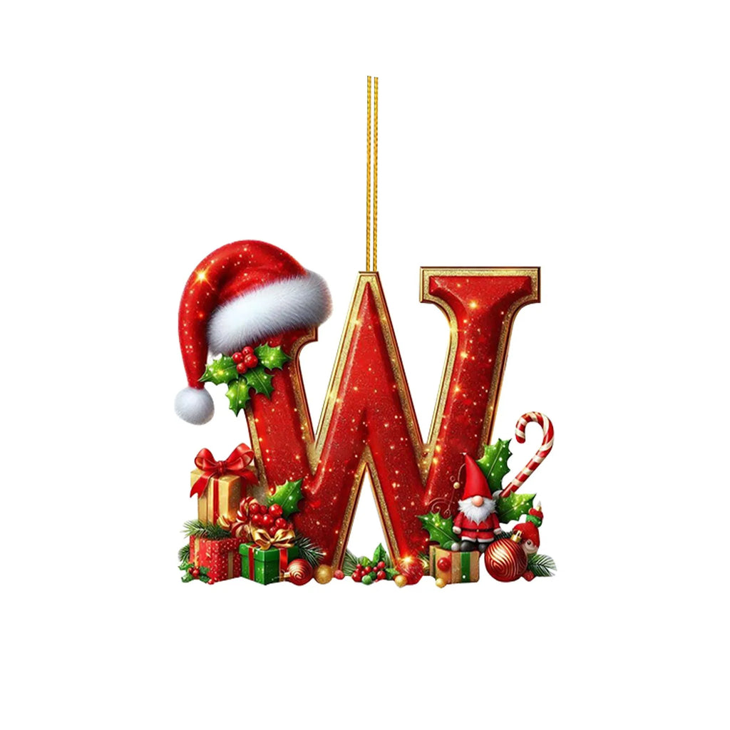 2D Home Decorations Ornaments 26 Letter Pendant For Christmas Tree Decor Christmas Ornaments Acrylic Flat Christmas Tree
