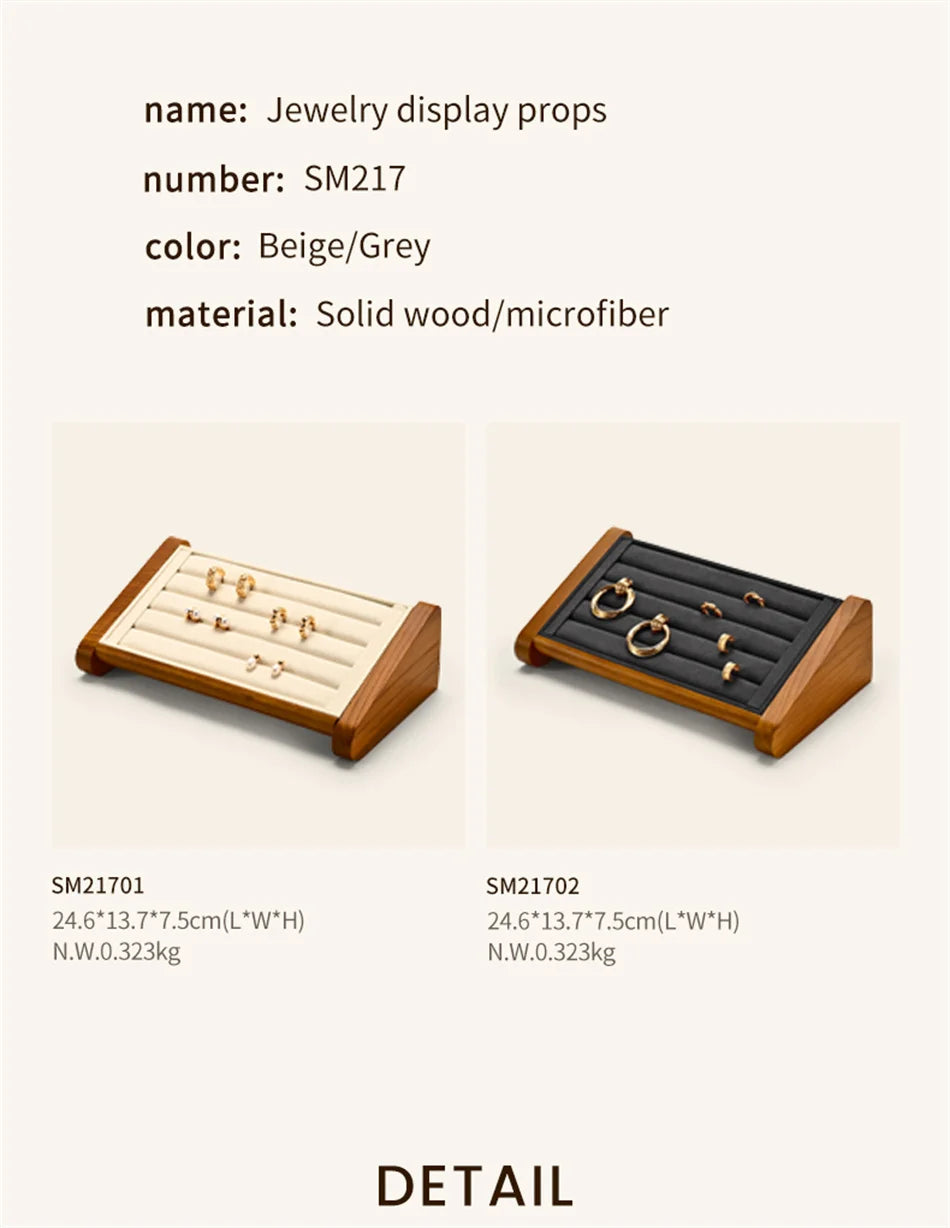 Oirlv Wooden Ring Jewelry Display Stand Jewelry Organizer Rack Earring Storage Rack Counter Ring Display Stand Ring Display Prop