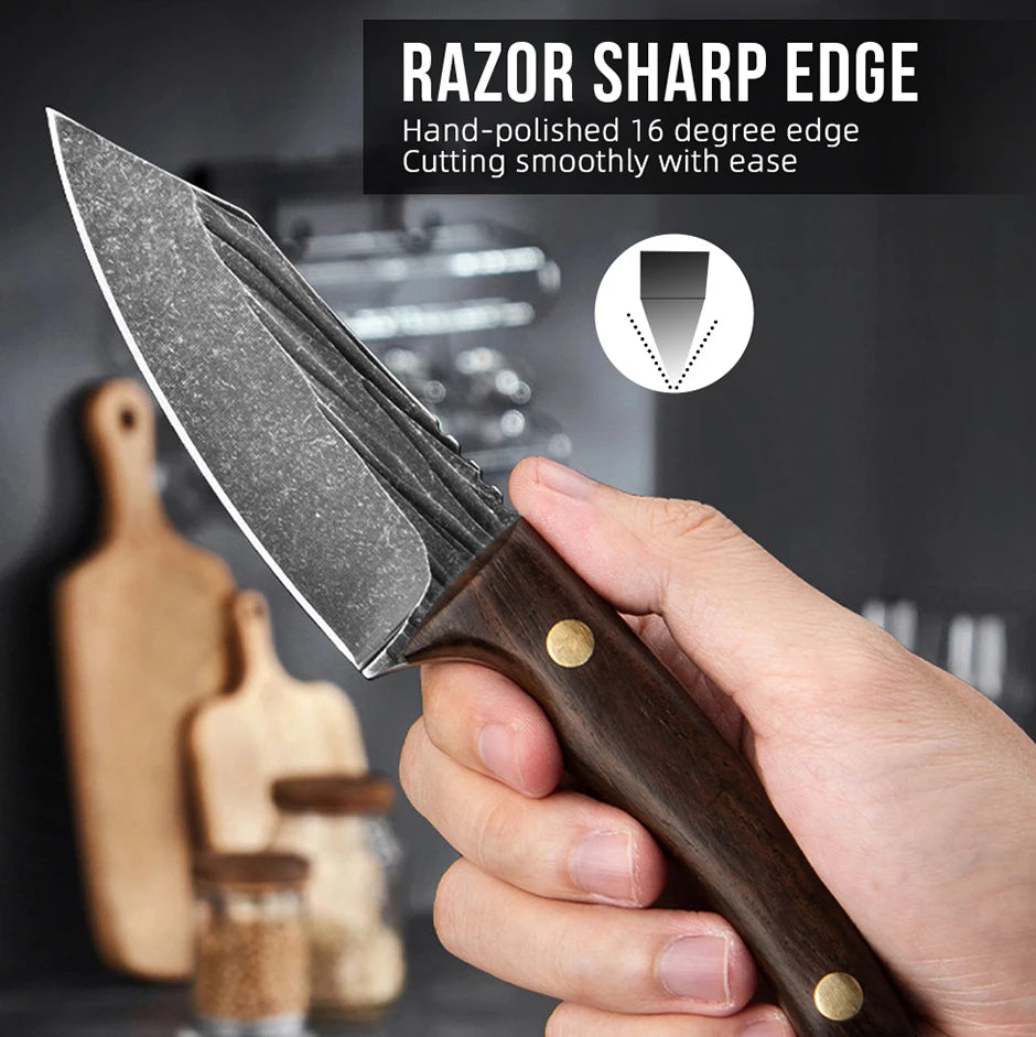 Handmade Forged Knife 4inch High Carbon Steel Mongolia Paring Knife Boning Knifes  Meat Cleaver Butcher Knife Chef Knife