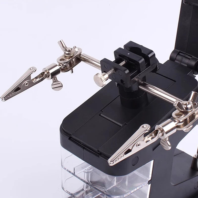 LED Light Desktop Magnifying Glass Soldering Station USB Adjustable Helping Hands Magnifier with LED Light and Alligator Clips