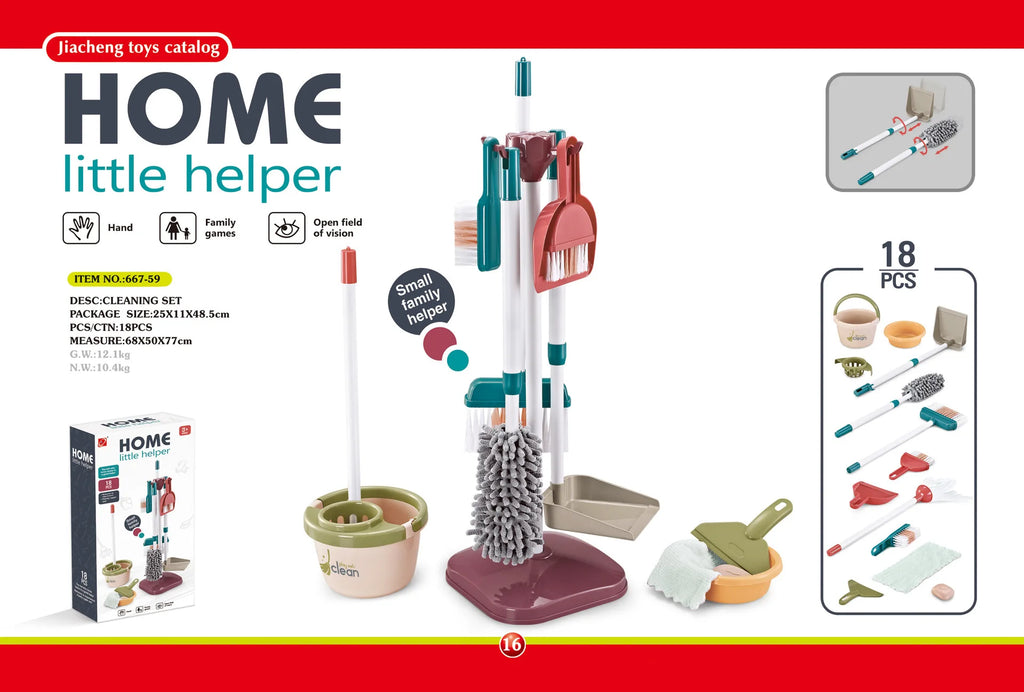 Kids Simulated Life Cleaning Toys Children's Pretend Play Cleaning Set and Sanitation Simulation Broom Vacuum Cleaner Tool Toy