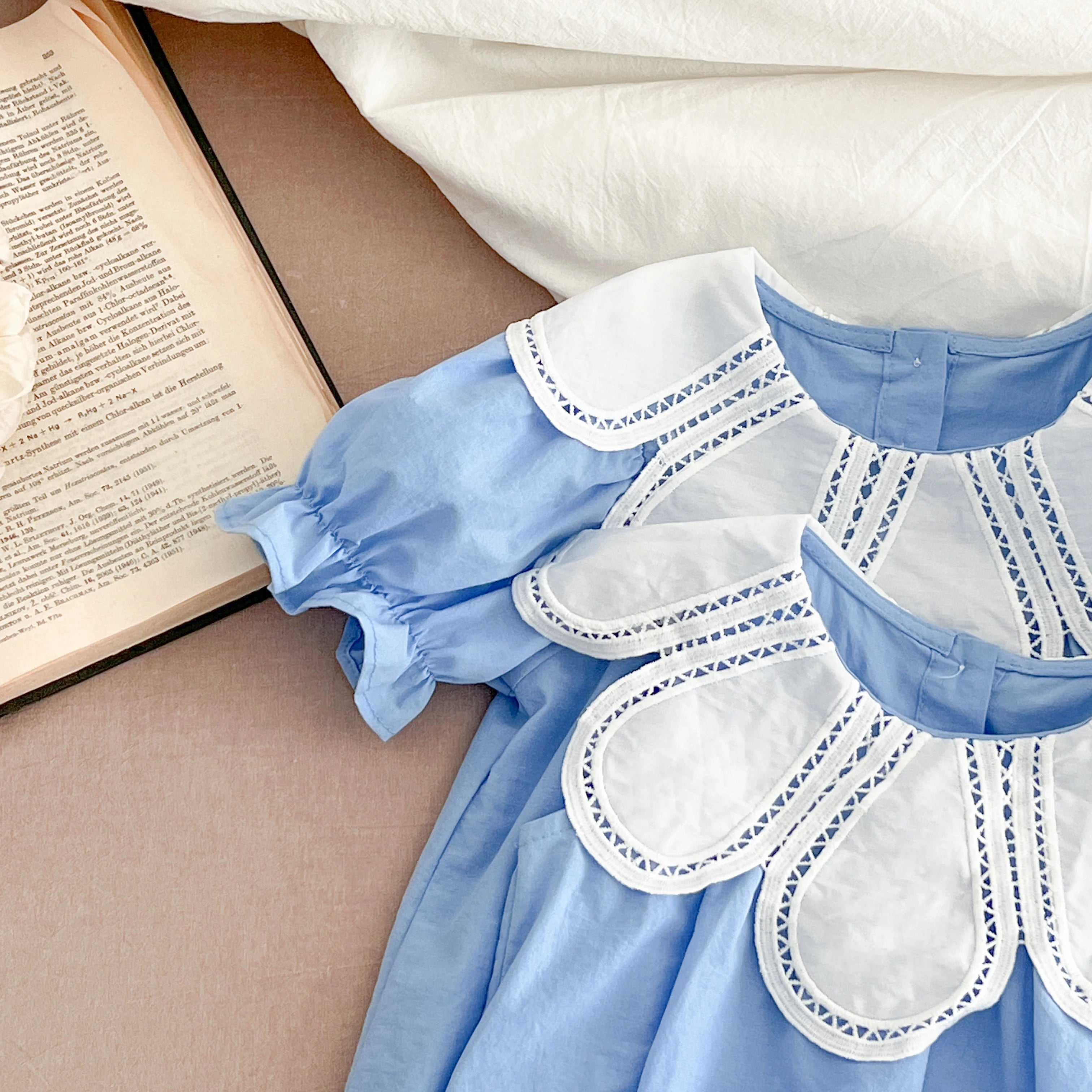 Baby Summer Dress 2-6Yrs Baby Girls Clothes Petal Collar Cotton New Toddler Girl Dresses Kids Girls Casual Soft Dress Princess