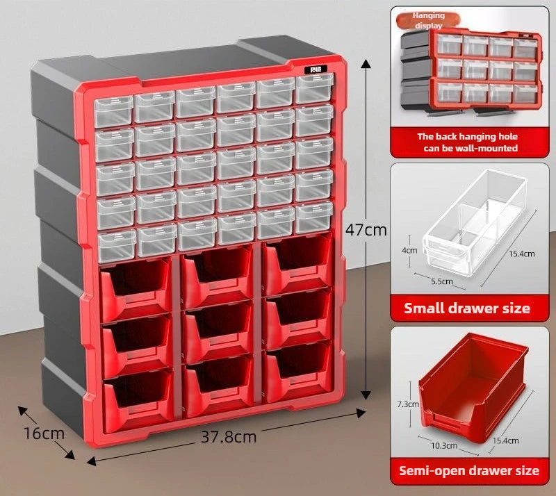 Hardware Toolbox Hanging Design Tool Parts Box Drawer-type Classification Storage Box Sturdy and Durable Tools Packaging