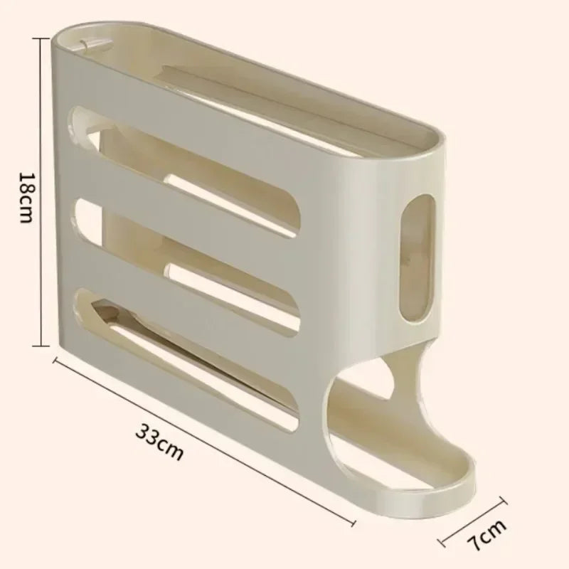 Egg Rack for Refrigerator-Space Saving, Large Capacity, Anti-Slip Open Top Egg Holder, Roll Down Container for Home, Dorm