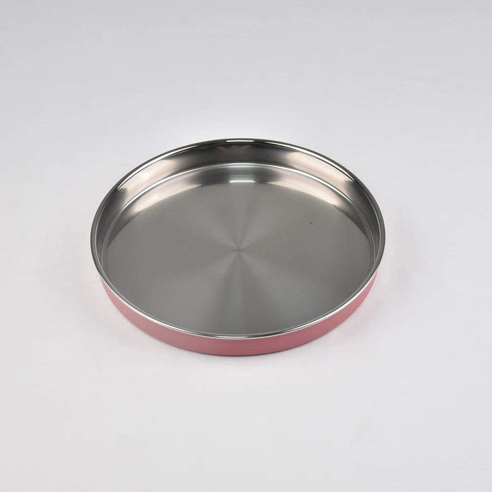 Big Baby Feeding Plate Silicone Stainless Steel Boy Girl Tableware Cute Plain