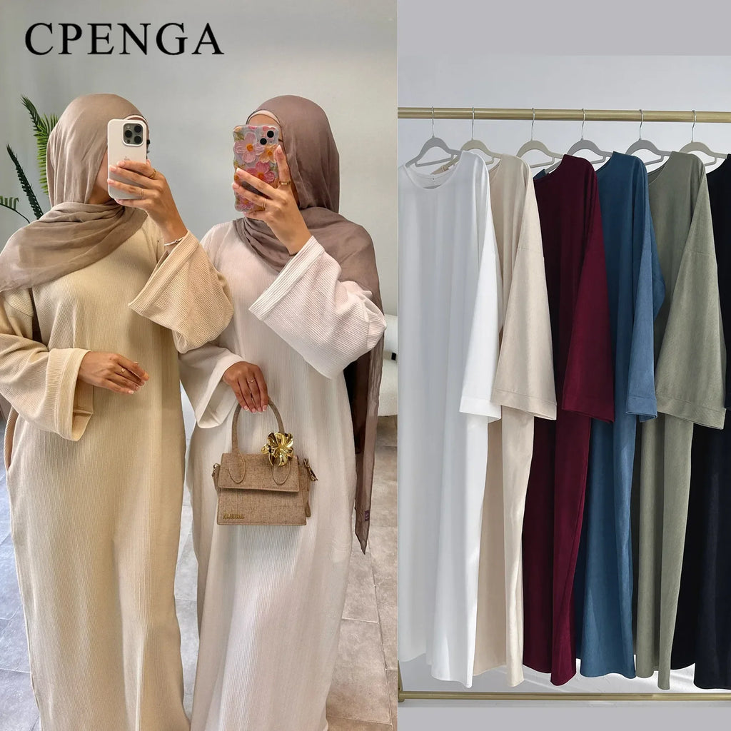 Warm Arabic Corduroy Abaya Dress for Women Ramadan Dubai Women Modest Muslim Coat Winter Islam Clothing New Turkey Solid Robe