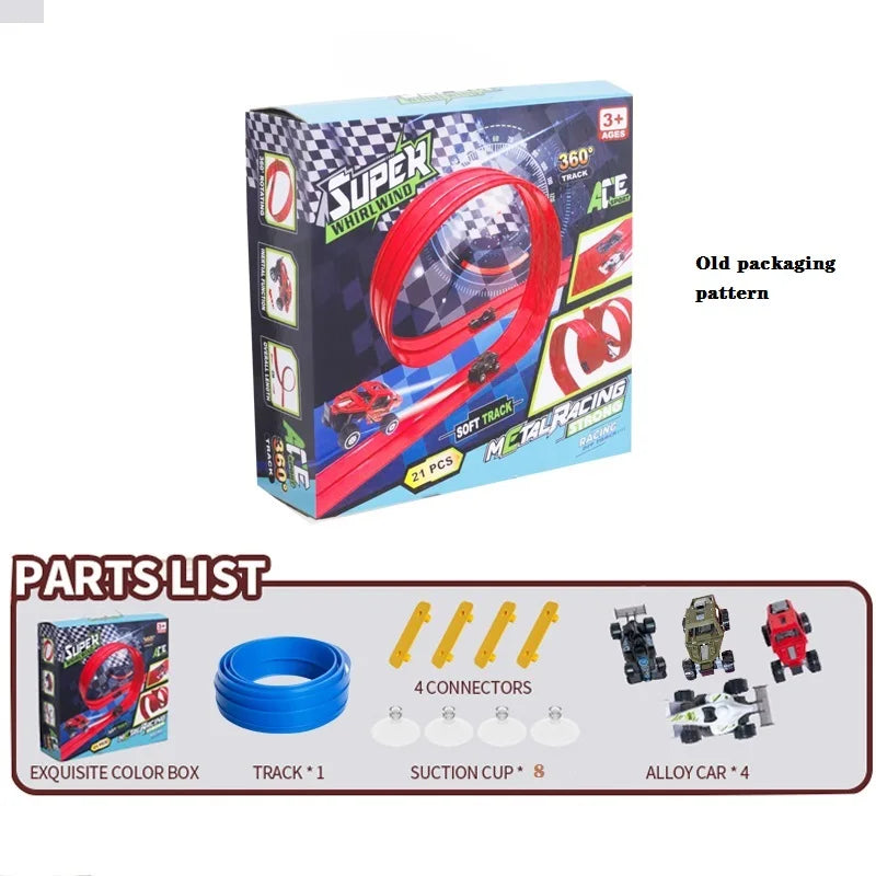 DIY Assembled Soft Track Car with Inertia Return for Kids  Rolls Up Portable DIY Racetrack Birthday Gifts for children