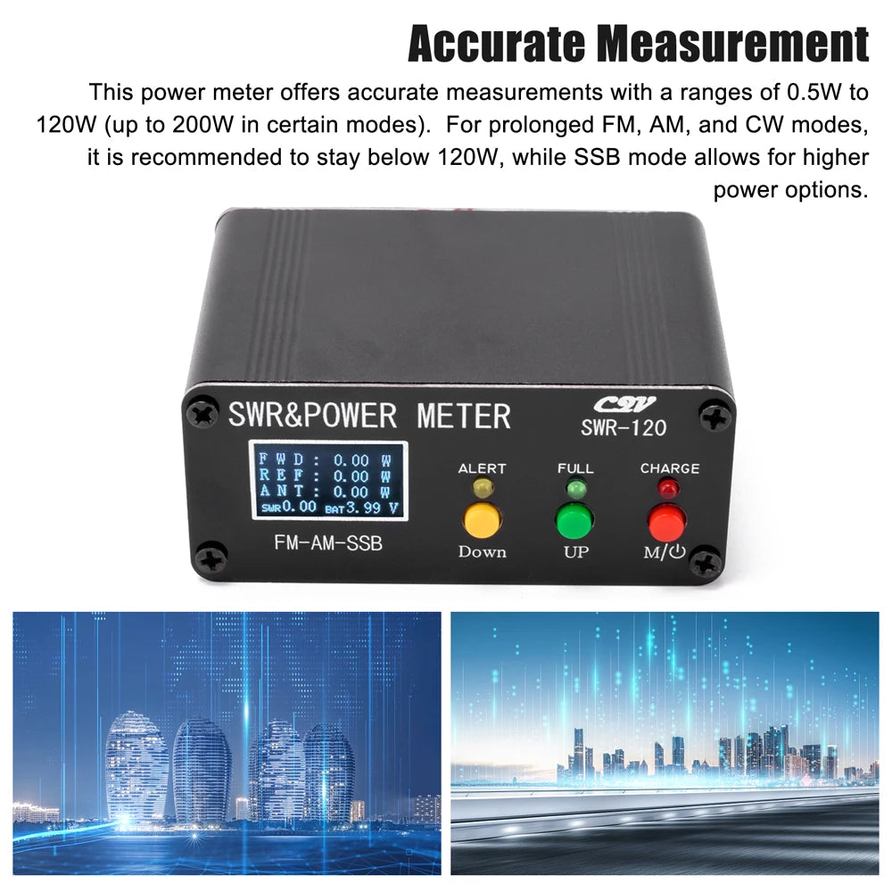 1.8-54MHz Shortwave Meter 120W SWR Digital Power Standing  Meter FM AM SSB Modes Power Meter Support SWR/Power Tool