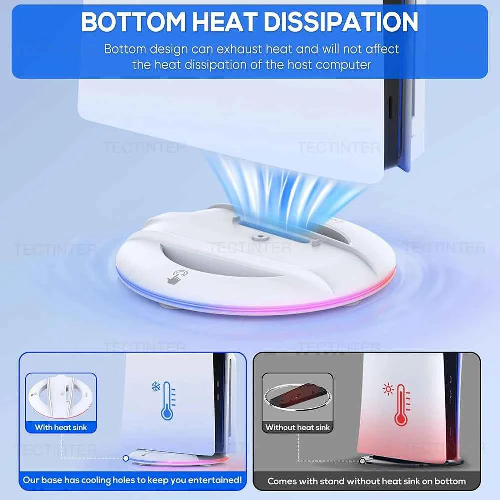 Vertical Cooling Stand for PS5 Slim / PS5 Pro Console Anti-Slip Base Bracket With RGB Light Holder for PS5 Slim Accessories
