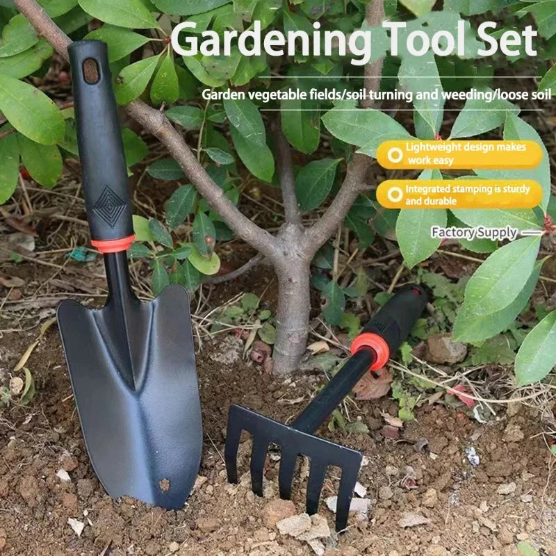 Home Gardening Tools Set. Modern Gardening Tools Set. Light Weight Two-end Hoe Five Teeth Rake Shovel Outdoor