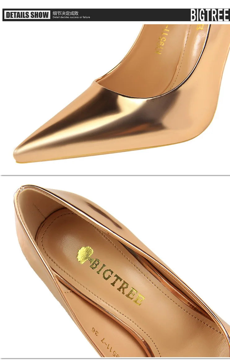 BIGTREE Shoes Classic Pumps Patent Leather Women Pumps Fashion Women Wedding Shoes High Heels Stiletto 10.5 Cm 7.5 Cm Lady Shoes
