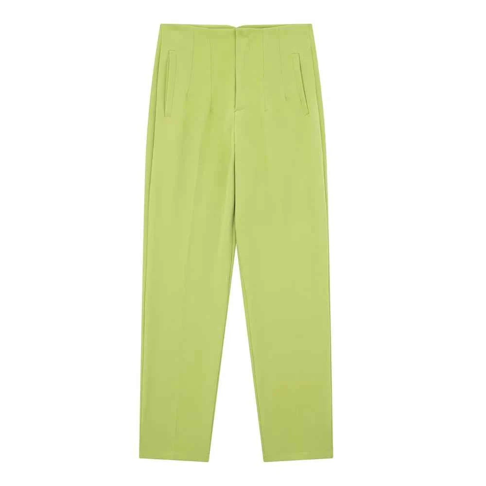 Willshela Women Fashion Straight Pants High Waist Front Zipper Trousers Vintage Full Length Female Chic Lady