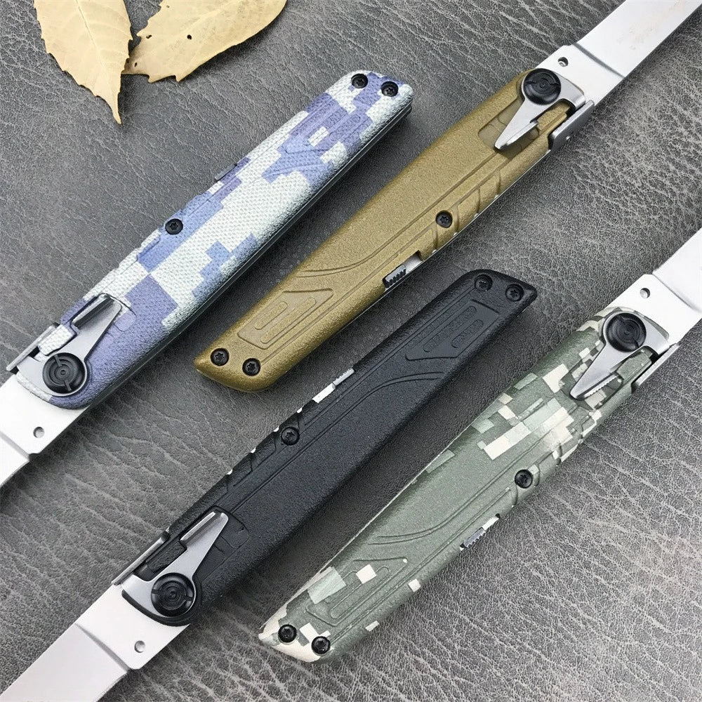 4 Different Color Folding Knife with Nylon Sheath 440C Blade and ABS Handle Camping Hiking Pocket Knife Outdoor EDC Durable Tool