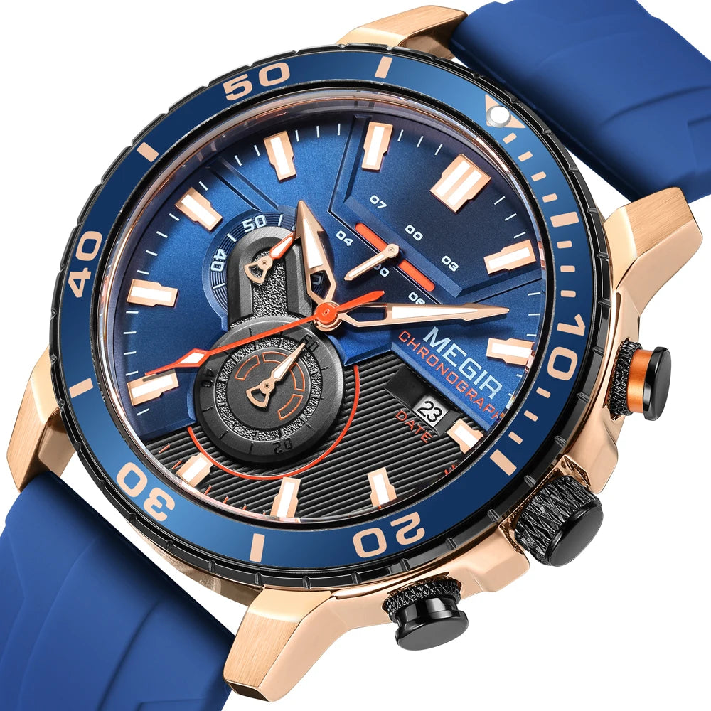 MEGIR Men Wristwatch Fashion Casual Quartz Date Watches Luxury Male Clock Chronograph Multifunctional 30M Waterproof Sport