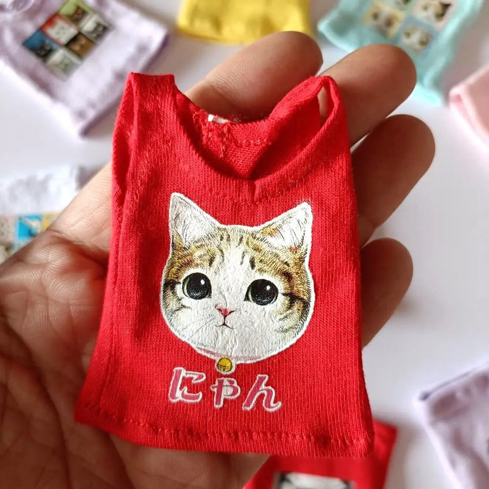NEW Blyth Clothes T-Shirt Vest   Cute Cat print Vest clothes for Blyth, Momoko, Obistu, Licca , FR 1/6 Dolls Accessories