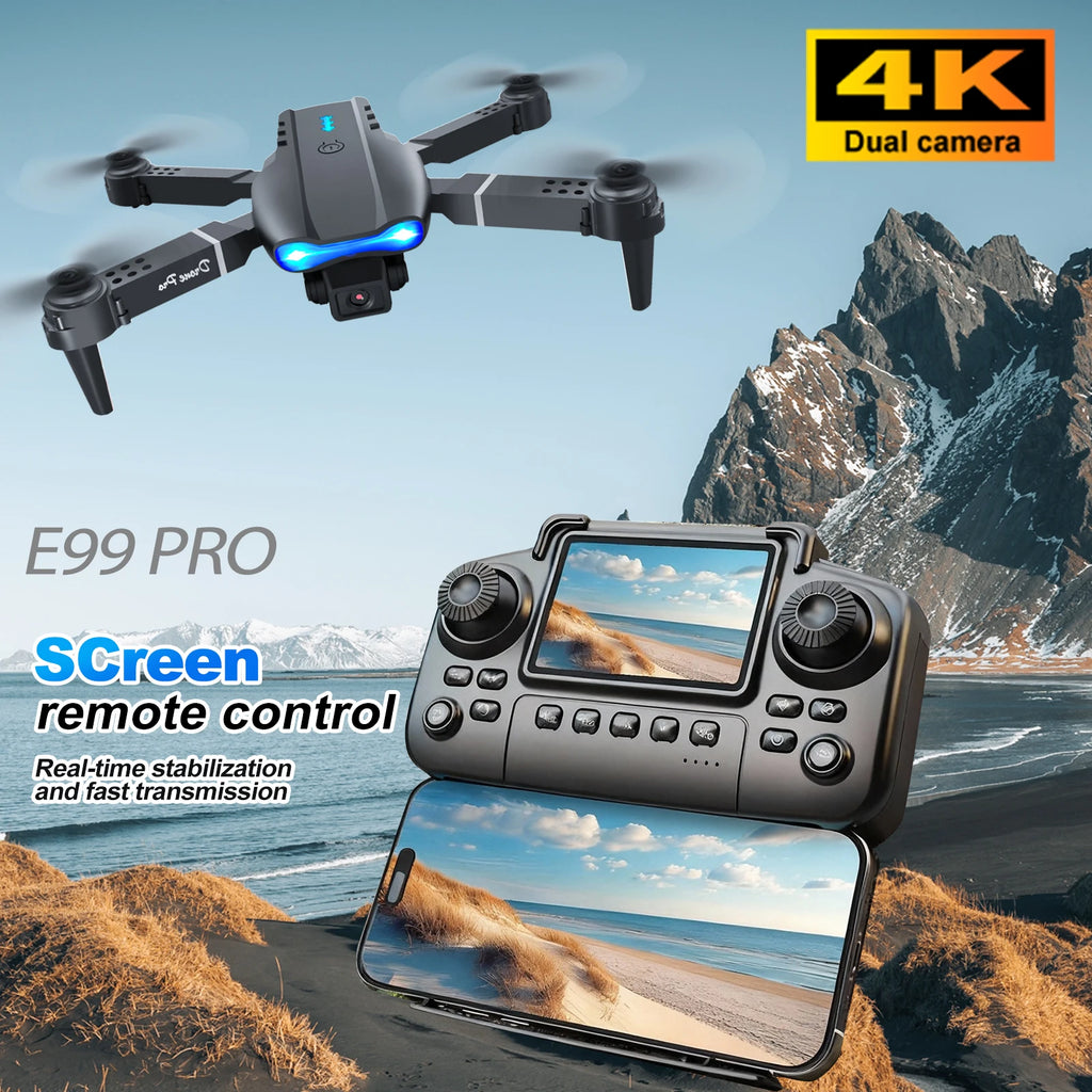 ZNLYRION RC Drone 4K Dual Camera  E99 PRO Optical Flow Obstacle Avoidance Foldable FPV Quadcopter Toy for Beginners