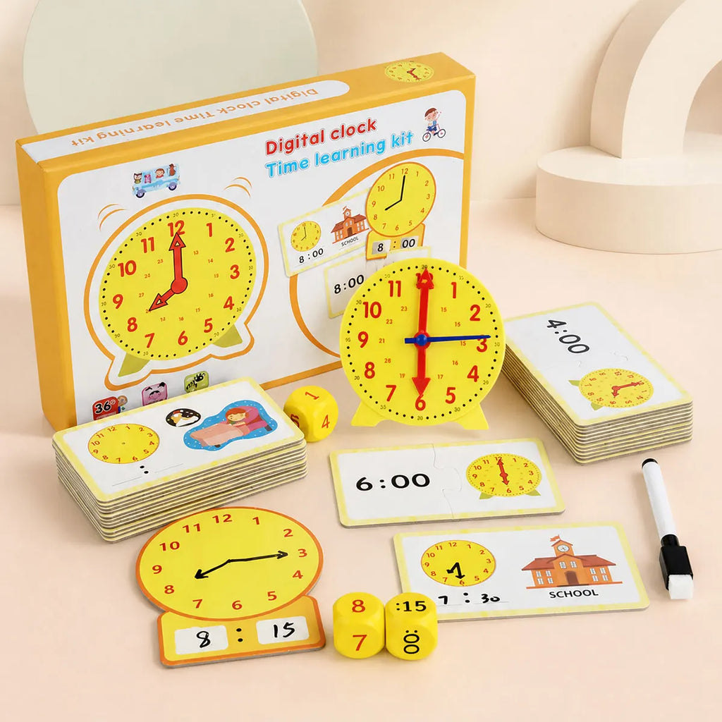 Kids Learning Clock Time Activity Set Teaching Clock for Students Classroom Telling Time Practice Toy Kids Educational Supplies