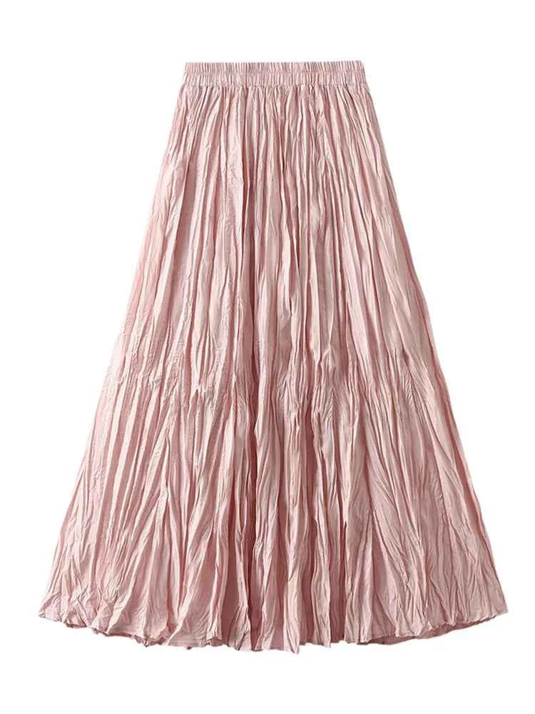KarSaNy Long Pleated Skirts For Woman High Waist Large Hem White Skirt Summer Women's A Line Maxi Skirts For Women 2026 Long