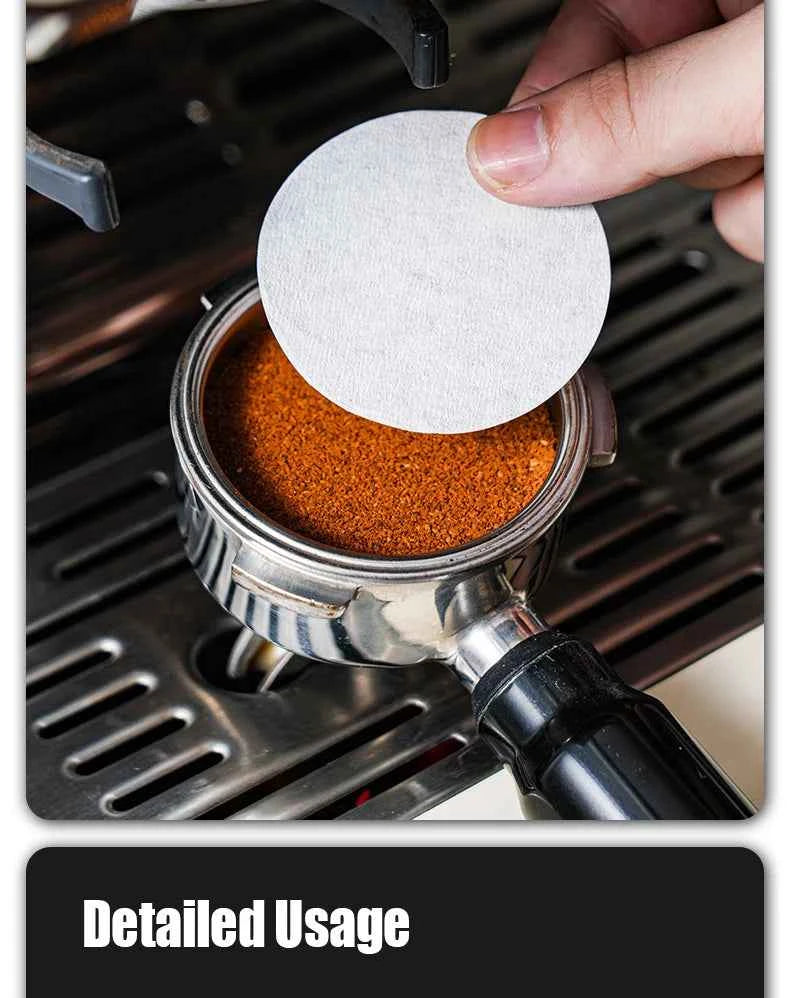 100 Pcs Coffee Paper Filter for Espresso Coffee Maker, 51/53/58mm Unbleached Espresso Filter Puck Screen Portafilter Paper