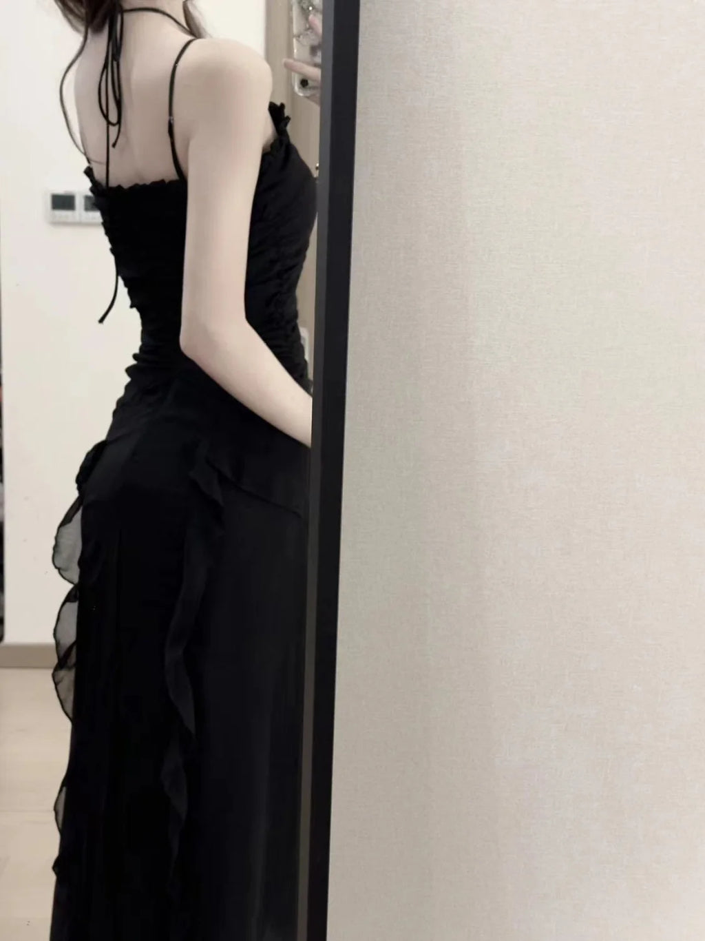 Design Style Small Black Dress Women's Summer Waist Wrap Show Thin Super y2k formal occasion vestidos 2023 women dress