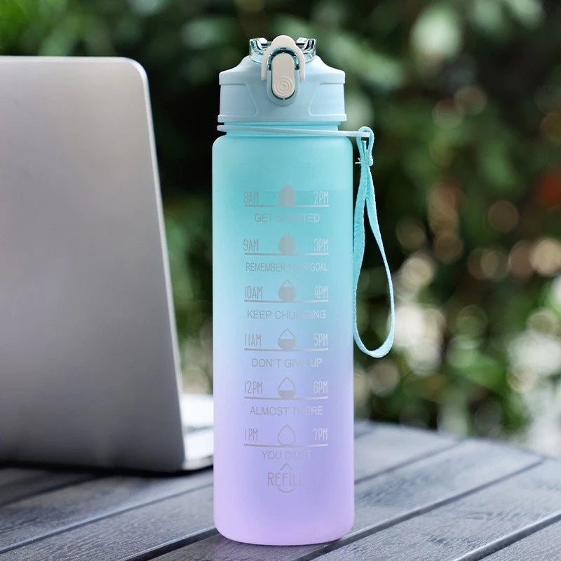 900ML Water Bottle Motivational Sports Bottle With Time Marker Leak-proof Cup Fitness BPA Free Portable Drinkware For Outdoor