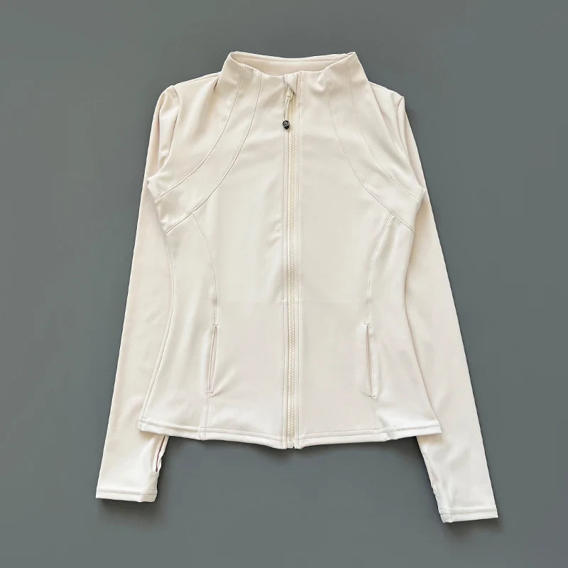 athletic slim fit quick drying zipper running jacket women dryfit outer wear yoga training fitness jacket with thumb hole
